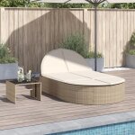 69262& bains de soleil double avec coussins beige r�sine tress�e - l110 x p200 x h78 cm - tissu 100 % ...