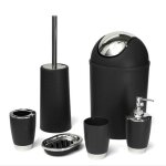 6pcs accessoires de salle de bain comprend distributeur de savon brosse de wc et poubelle - ltp - keeper ...