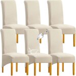 6pcs etanche housse de chaise xl salle  manger extensible grande housse de chaise jacquard diamant beige ...
