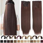 6pcs extension cheveux naturel clip 60cm perruque femme naturelle clip in extension de cheveux extension ...