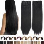 6pcs extension cheveux naturel clip 60cm perruque femme naturelle clip in extension de cheveux extension ...