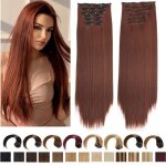 6pcs extension cheveux naturel clip 60cm perruque femme naturelle clip in extension de cheveux extension ...