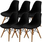 6pcs housse de chaise scandinaves extensible housse de chaise de salle à manger (couleur:noir) 6pcs housse de chaise scandinaves extensible housse de chaise de salle à manger (couleur:noir)