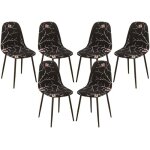 6pcs housse de chaise scandinaves extensible housse de chaise de salle à manger (fleuri noir) 6pcs housse de chaise scandinaves extensible housse de chaise de salle à manger (fleuri noir)
