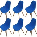6pcs housse de chaise scandinaves extensible housse de chaise de salle à manger - lin bleu foncé 6pcs housse de chaise scandinaves extensible housse de chaise de salle à manger - lin bleu foncé