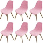 6pcs housse de chaise scandinaves extensible housse de chaise de salle  manger - lin rose