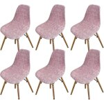 6pcs housse de chaise scandinaves extensible housse de chaise de salle  manger - lin rouge marron