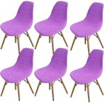 6pcs housse de chaise scandinaves extensible housse de chaise de salle à manger - lin violet 6pcs housse de chaise scandinaves extensible housse de chaise de salle à manger - lin violet