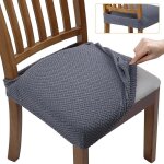 6pcs housse de chaise siege extensible gaufre jacquard amovibles lavables pour salle  manger cuisine ...