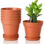 6pcs pots de fleurs en plastique syst�me dirrigation rouge en c�ramique avec �vent pour jardin de balcon ...