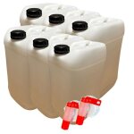 6x bidon jerrican plastique 25 l litres blanc bouchon din 61 liquides alimentaires et chimiques ergonomique ...