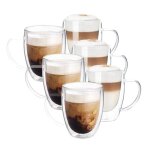 6x verre thermos latte 350ml tasse double couche ensemble de tasses eau tasse th tasse caf couleurs multiples ...