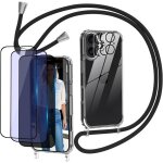 7 in 1 coque avec cordon pour iphone 17 avec 3 verre tremp [hd + anti - lumire bleue + confidentialit][3 ...