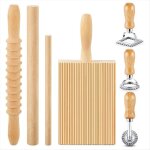 7 outils de fabrication de p�tes planche � gnocchi en bois avec tampon � raviolis et rouleau � p�tisserie ...
