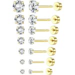 7 paires threadless boucles doreilles femme homme acier inoxydable 2 - 8 mm cz boucles doreilles plaqu ...