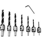 7 pcs foret bois avec fraise hss alsoirs de menuiserie carottage chanfrein mche  tte fraise (3 - ...