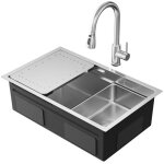 �vier de cuisine - cecipa max - inox bross� - 70x44cm - mitigeur extractible - panier �gouttoir - plaque ...
