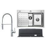 70x45cm Évier de cuisine 1. 5 bacs?égouttoir + mitigeur à ressort brossé 70x45cm Évier de cuisine 1. 5 bacs?égouttoir + mitigeur à ressort brossé