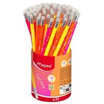 72 crayons  papier hb2 neon - maped - embout gomme - forme triangulaire ergonomique - mine rsistante ...