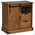 744127& bahut de rangement pour s�jour - buffet halden avec porte coulissante 80x40x80 cm bois massif ...
