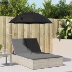 78394& bains de soleil double avec coussins et parasol gris clair rotin - l200 x p164 x h176 cm - tissu ...