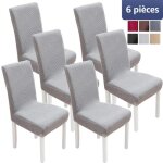 Housse de chaise - 7magic - lot de 6 - extensible - lavable - gris clair