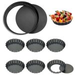 7pcs moule tartelette - moule  quiche 28 cm10cm - fond amovible - revtement antiadhsif moulle - pour ...