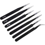 7pcs pince brucelles antistatique pincettes esd de prcision pince de precisio acier inoxydable (noir) ...