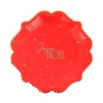 8 assiettes carton joyeux nol 23cm rouge