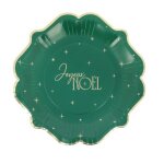 8 assiettes carton joyeux nol 23cm vert anglais