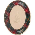 8 assiettes de nol cossaises en carton tartan rouge vert et or