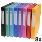 8 boite de classement exabox dos 25mm carte lustre - a4 - couleurs assorties