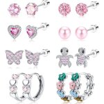 8 paires de boucles doreilles vis de fille pour femmes acier inoxydable 316l boucles doreilles � tige ...