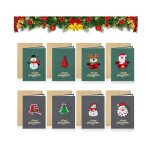 8 pcs carte de voeux noel feutre 3d carte de noel avec enveloppe joyeux nol cartes de v?ux joyeux nol ...