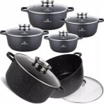 8 pcs. set de poles  frire noires avec couvercle antiadhsif induction 16 / 20 / 24 / 26