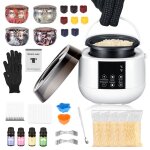 8 pices kit fabrication bougies diy - machine  fondre cire lectrique led / cire abeille 100% / pour ...