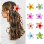 Pinces � cheveux - 8 pi�ces - fleur plumeria - antid�rapantes - pour tous types de cheveux