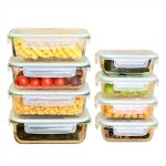8 pi�ces r�cipients de stockage en verre avec couvercles(4 * 1040ml + 4 * 370ml)bo�te de rangement de ...