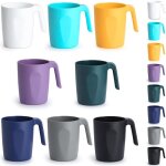 8 tasses caf� plastique 450ml multi - couleurs. poign�es ergonomiques r�utilisables pour maison et ext�rieur. ...