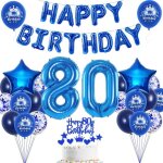 80 ans anniversaire d�coration bleu 80 ans ballon homme bleu d�co g�teau anniversaire 80 ans homme party ...