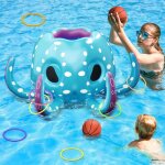 80cm jouets de piscine gonflables en forme de pieuvre2 en 1 panier de basket gonflable et jeu de lancer ...