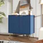 80x40x78cm buffet moderne bleu enfilade avec 2 portes poign�es et base en m�tal adapt� � la salle � manger ...
