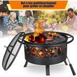 81cm brasero barbecue exterieur pour jardinfoyer avec protection anti - tincelles et tisonniergrille ...