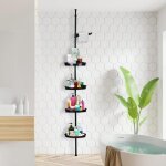 85 - 310cm �tag�re douche sans per�age � 4 niveaux rangement salle de bain t�lescopique �tag�re angle ...