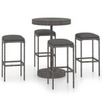 85132916& ensemble de bar de jardin 5 pcstable de bar + 4 tabourets bar mange - debout - et coussins ...