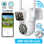 8mp 4k wifi ptz cam�ra double objectif double �cran cam�ra de surveillance ext�rieure hd vision nocturne ...