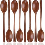 8pcs cuillres  soupe louche en bois ensemble de cuillres pour la cuisson mlange mlange miel th ...