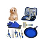 8pcs kit de toilettage pour chien et chat brosse et gant brosse ciseaux und peigne en acier inoxydable ...