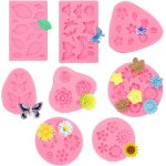 8pcs moule silicone fleur 3dmini roses / marguerite / papillon / feuille / tournesol gteau fondant moulesresi ...