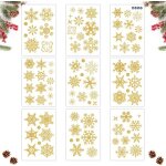 9 feuilles dcoration nol fentre 93 stickers noel paillettes dores flocon de neige deco noel fenetre ...